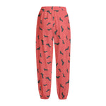 Cute Dachshund Pattern Print Fleece Lined Knit Pants