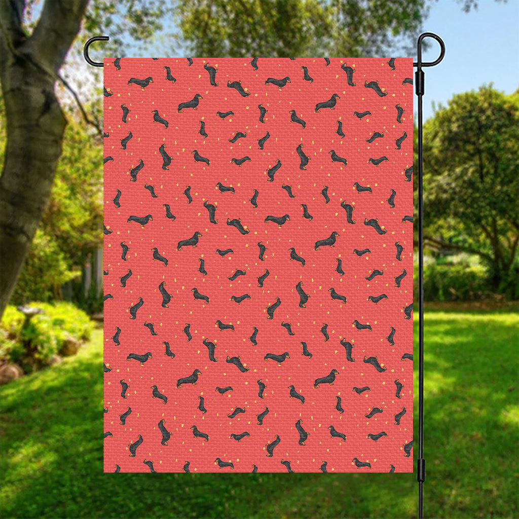 Cute Dachshund Pattern Print Garden Flag