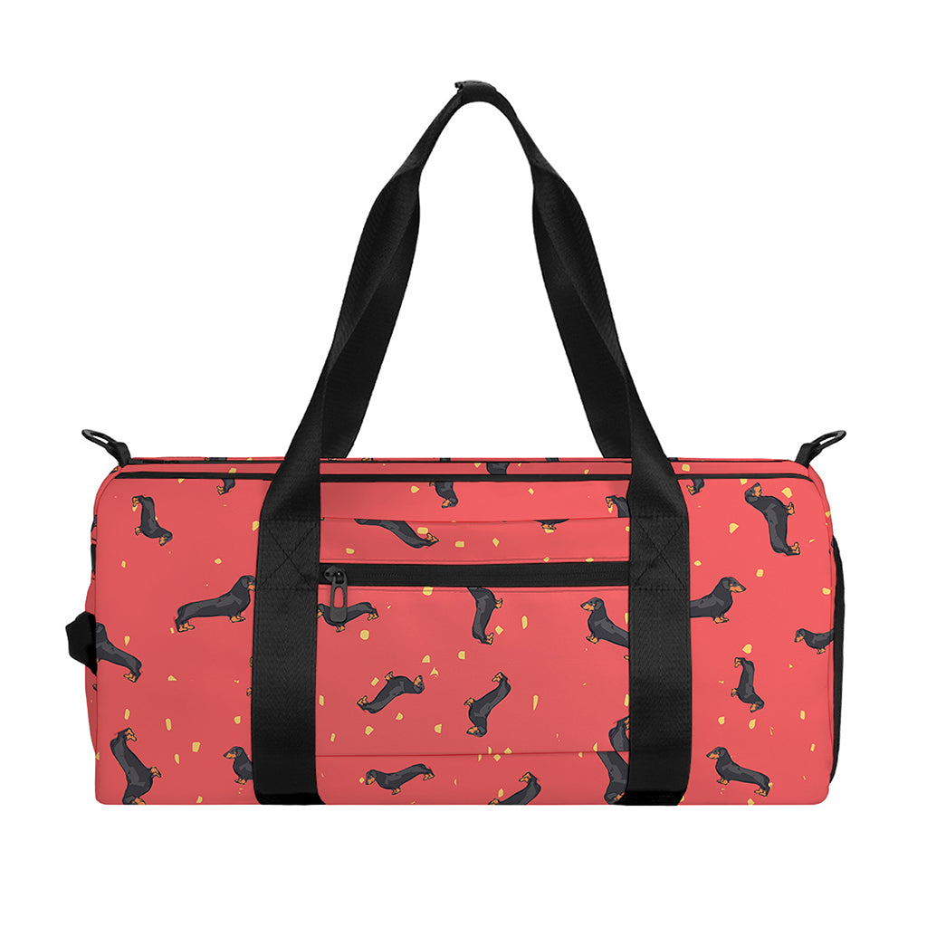 Cute Dachshund Pattern Print Gym Bag