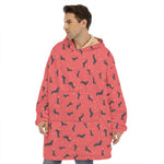 Cute Dachshund Pattern Print Hoodie Blanket