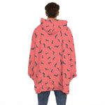 Cute Dachshund Pattern Print Hoodie Blanket