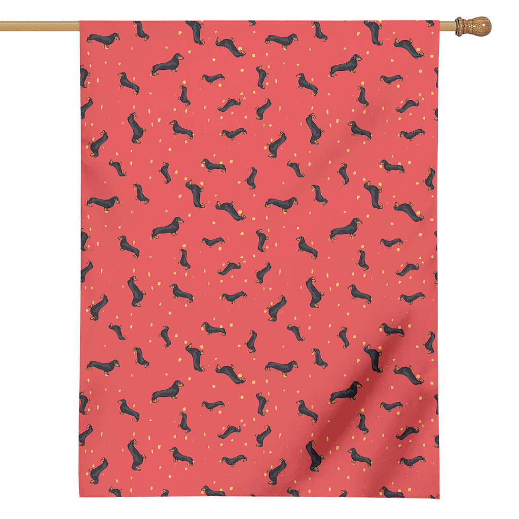 Cute Dachshund Pattern Print House Flag