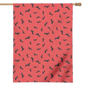 Cute Dachshund Pattern Print House Flag