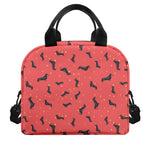 Cute Dachshund Pattern Print Insulated Lunch Bag