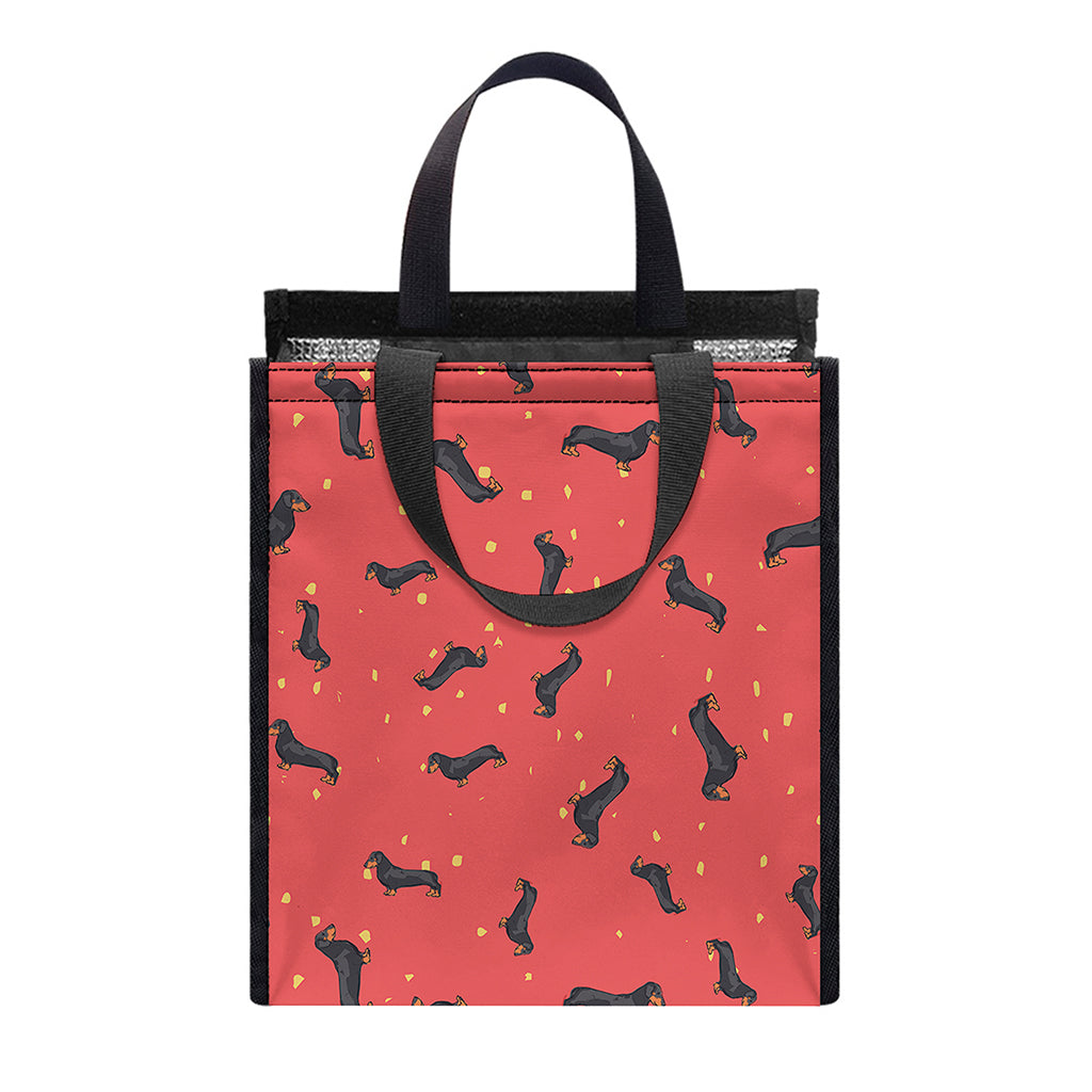 Cute Dachshund Pattern Print Insulated Lunch Tote