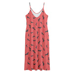 Cute Dachshund Pattern Print Jersey Midi Cami Dress