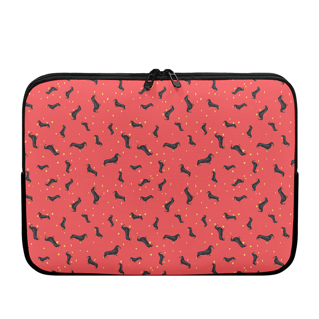 Cute Dachshund Pattern Print Laptop Sleeve