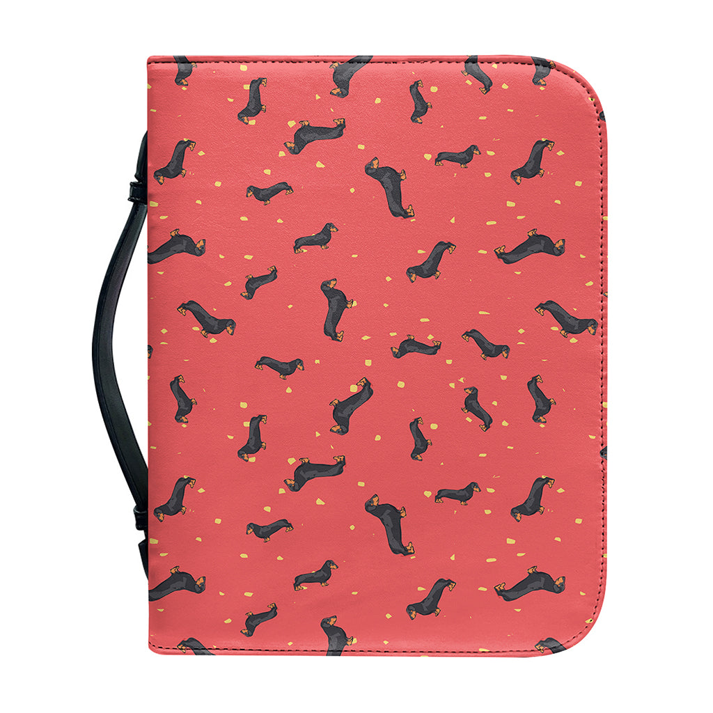 Cute Dachshund Pattern Print Leather Bible Cover