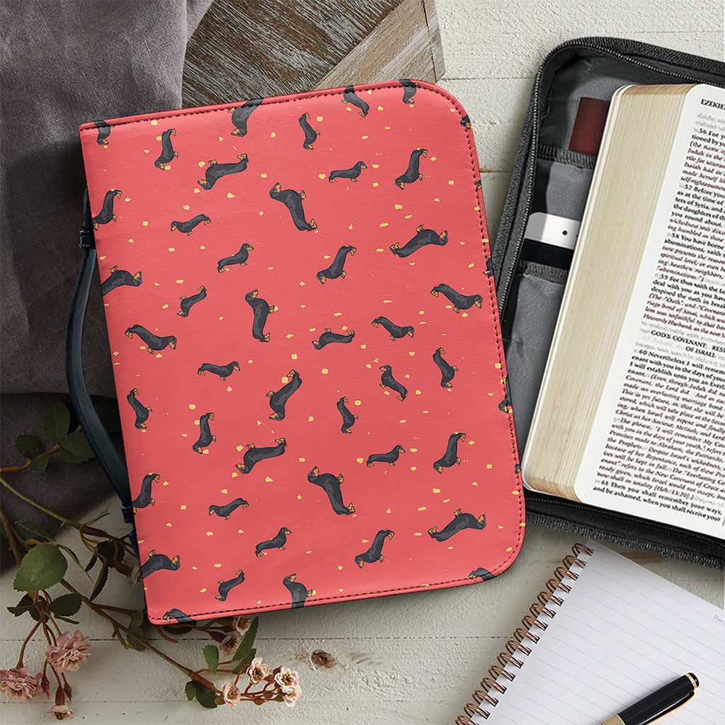 Cute Dachshund Pattern Print Leather Bible Cover