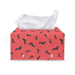 Cute Dachshund Pattern Print Leather Tissue Box Cover