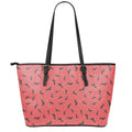 Cute Dachshund Pattern Print Leather Tote Bag With Zipper