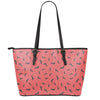 Cute Dachshund Pattern Print Leather Tote Bag