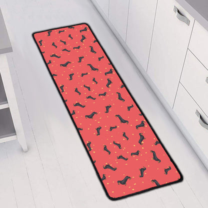 Cute Dachshund Pattern Print Long Kitchen Mat