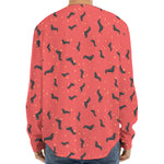 Cute Dachshund Pattern Print Long Sleeve Baseball Jersey