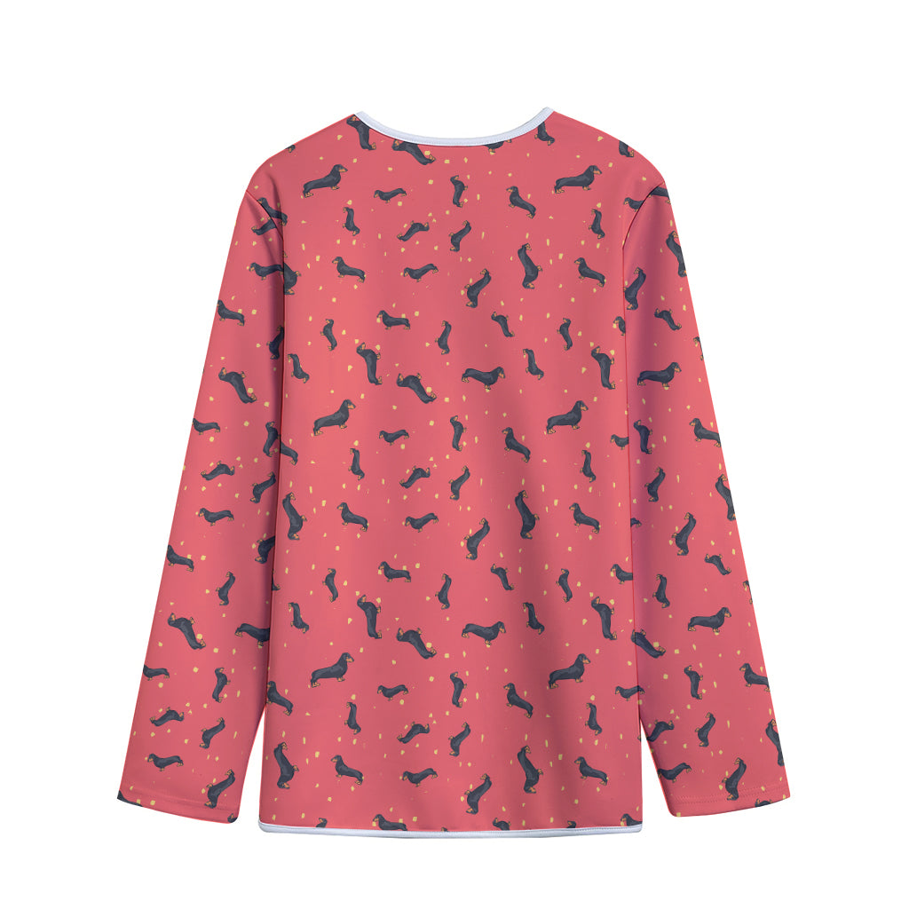 Cute Dachshund Pattern Print Long Sleeve Short Coat