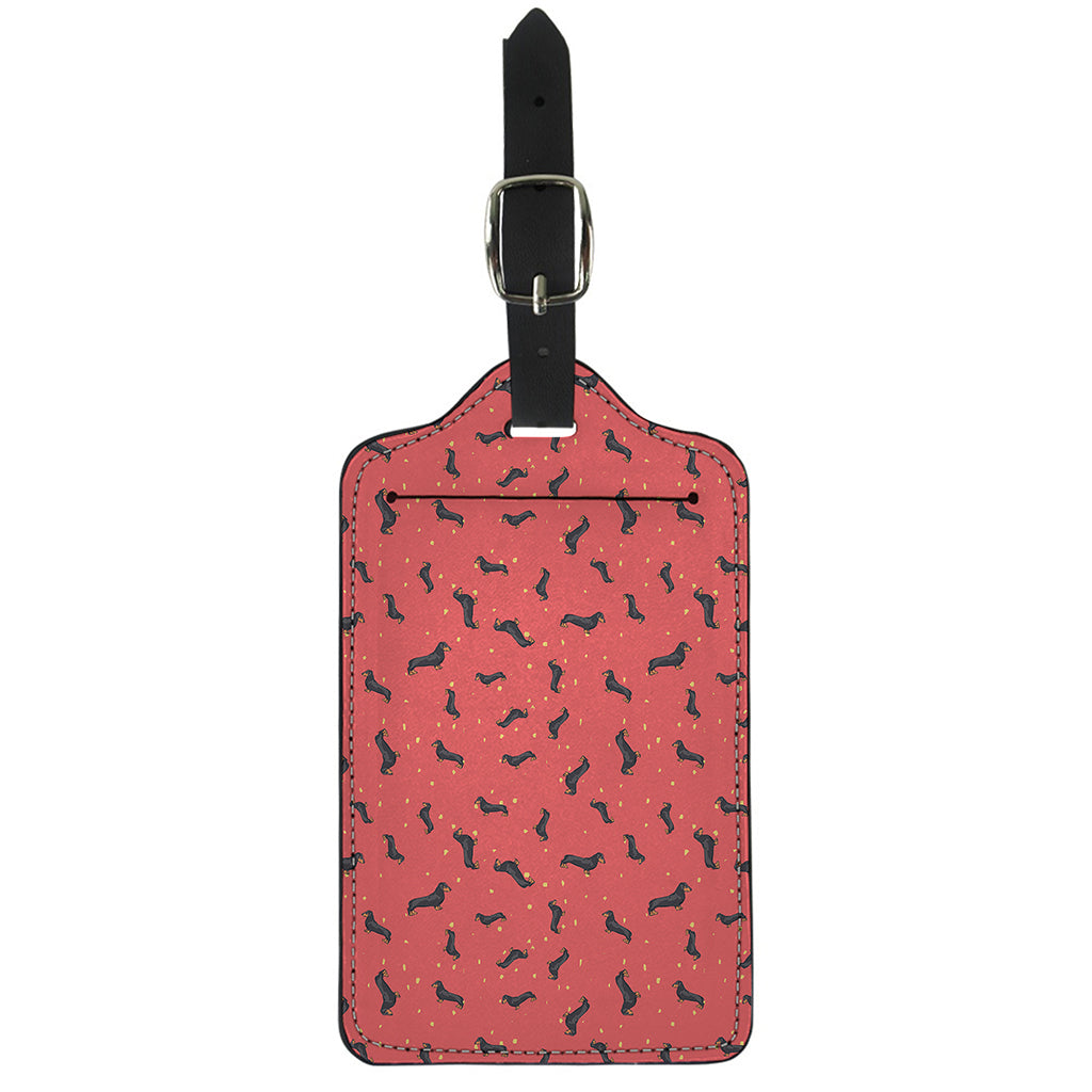Cute Dachshund Pattern Print Luggage Tag