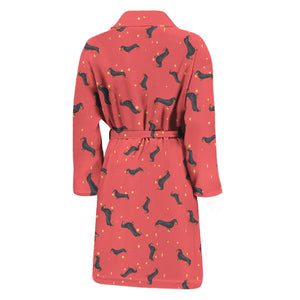 Cute Dachshund Pattern Print Men's Bathrobe