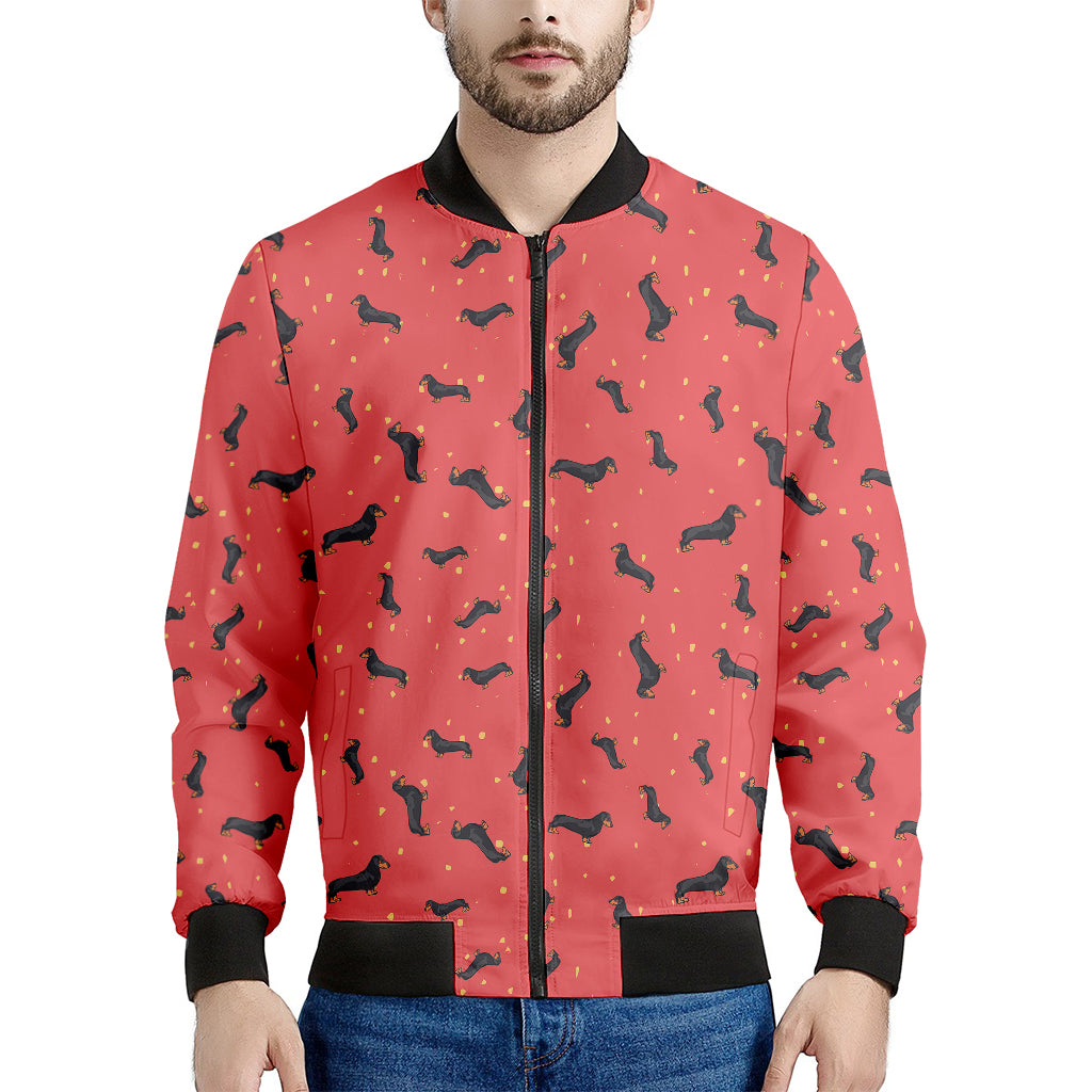 Cute Dachshund Pattern Print Men's Bomber Jacket