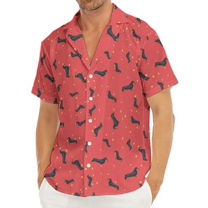 Cute Dachshund Pattern Print Men's Deep V-Neck Shirt