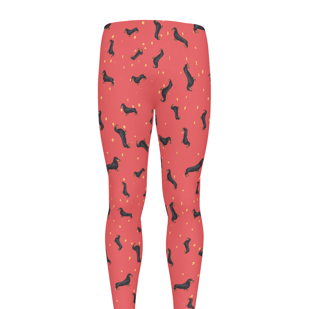 Cute Dachshund Pattern Print Men's leggings