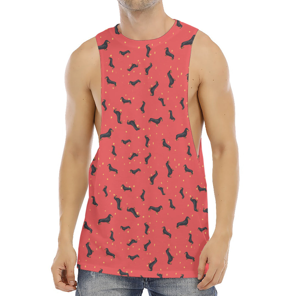 Cute Dachshund Pattern Print Men's Muscle Tank Top