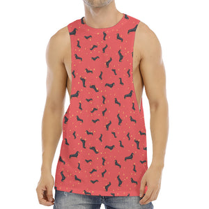 Cute Dachshund Pattern Print Men's Muscle Tank Top