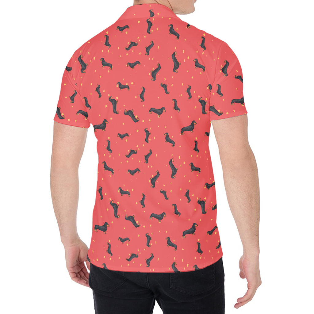 Cute Dachshund Pattern Print Men's Shirt