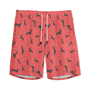 Cute Dachshund Pattern Print Men's Sports Shorts