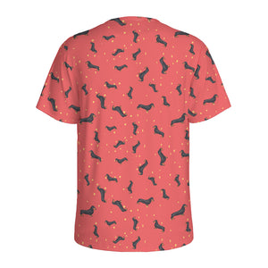 Cute Dachshund Pattern Print Men's Sports T-Shirt