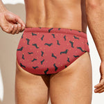 Cute Dachshund Pattern Print Men's Swim Briefs