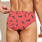 Cute Dachshund Pattern Print Men's Swim Briefs