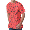 Cute Dachshund Pattern Print Men's Velvet T-Shirt