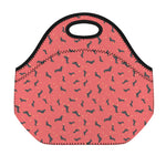 Cute Dachshund Pattern Print Neoprene Lunch Bag