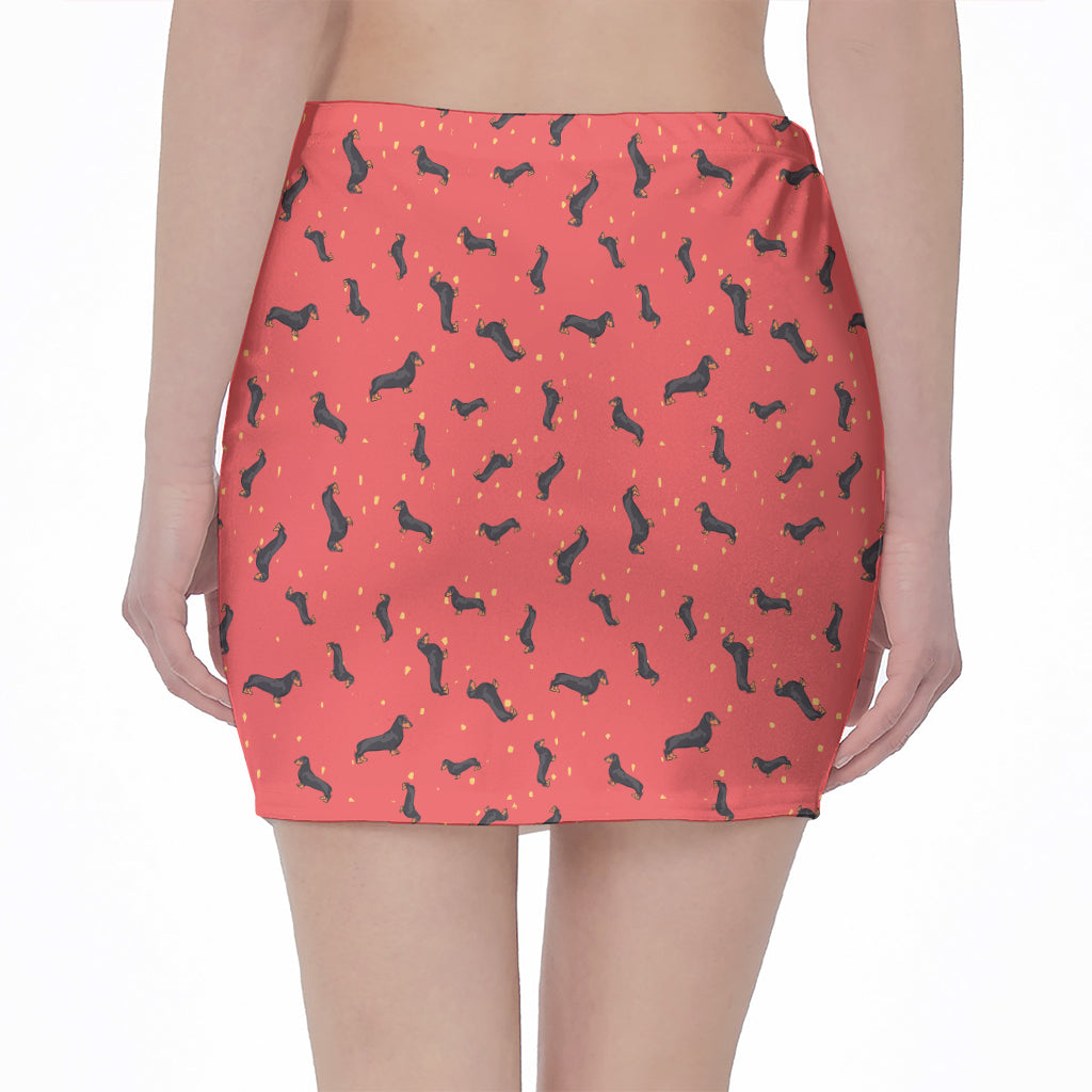 Cute Dachshund Pattern Print Pencil Mini Skirt