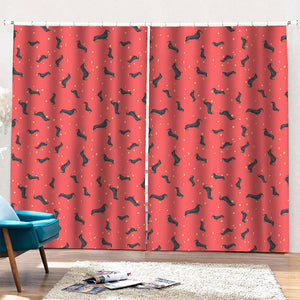 Cute Dachshund Pattern Print Pencil Pleat Curtains