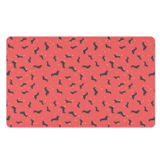 Cute Dachshund Pattern Print Polyester Doormat