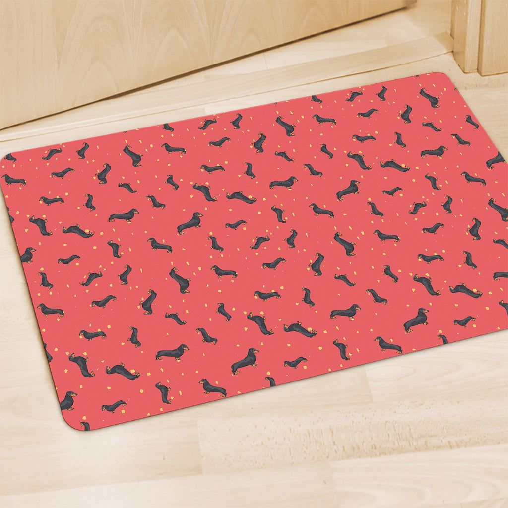 Cute Dachshund Pattern Print Polyester Doormat