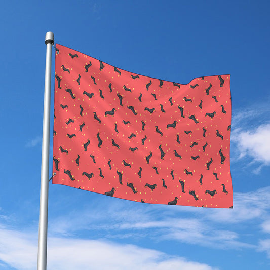 Cute Dachshund Pattern Print Polyester Flag