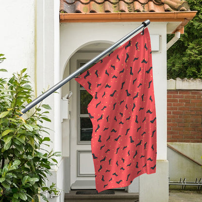 Cute Dachshund Pattern Print Polyester Flag