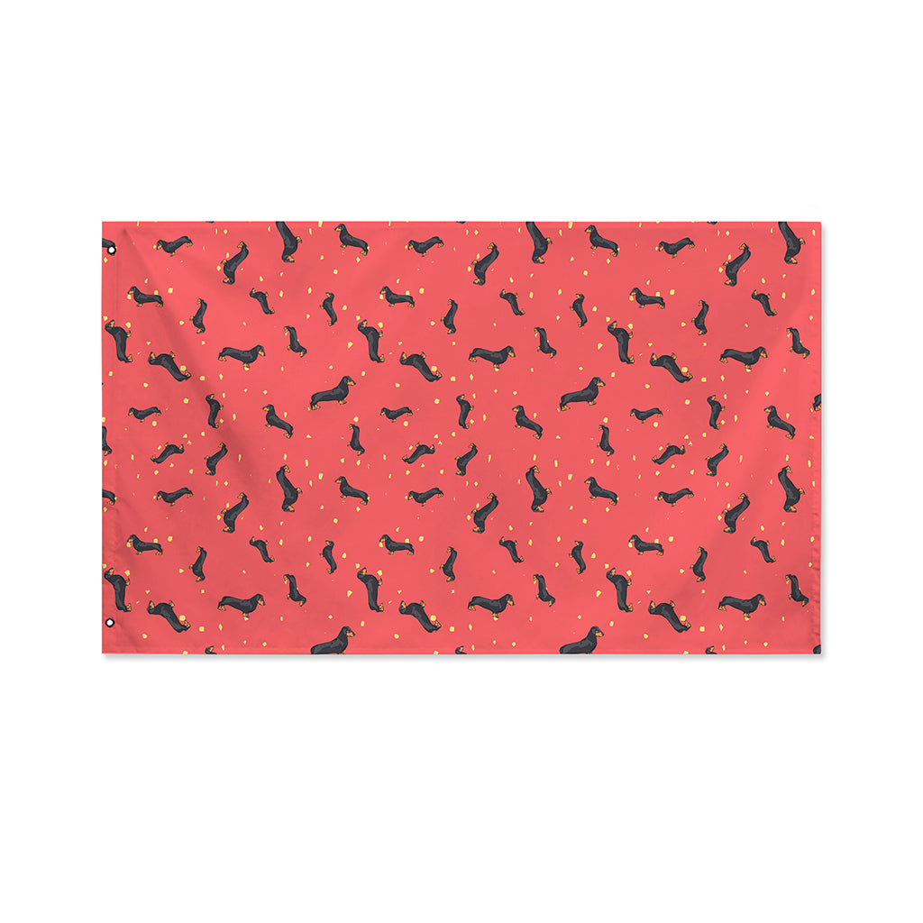 Cute Dachshund Pattern Print Polyester Flag
