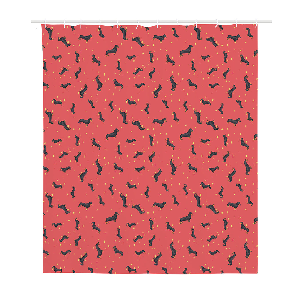 Cute Dachshund Pattern Print Polyester Shower Curtain