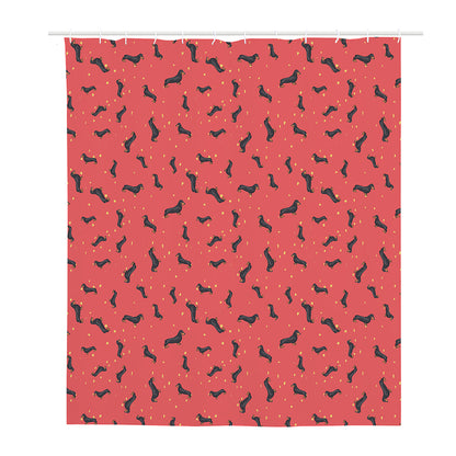 Cute Dachshund Pattern Print Polyester Shower Curtain