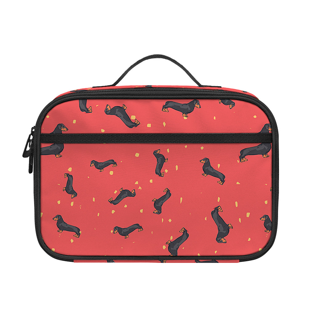 Cute Dachshund Pattern Print Portable Lunch Bag