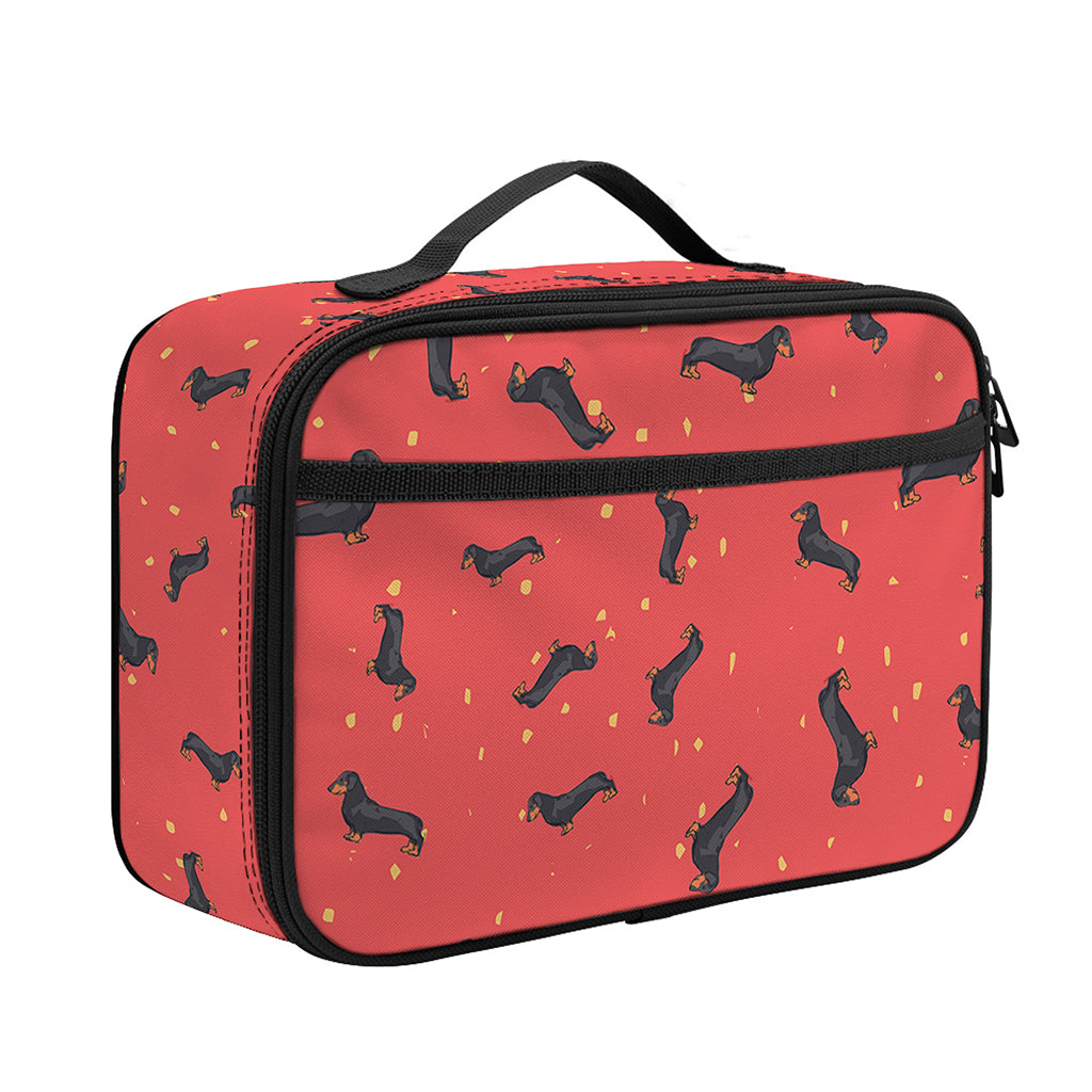 Cute Dachshund Pattern Print Portable Lunch Bag