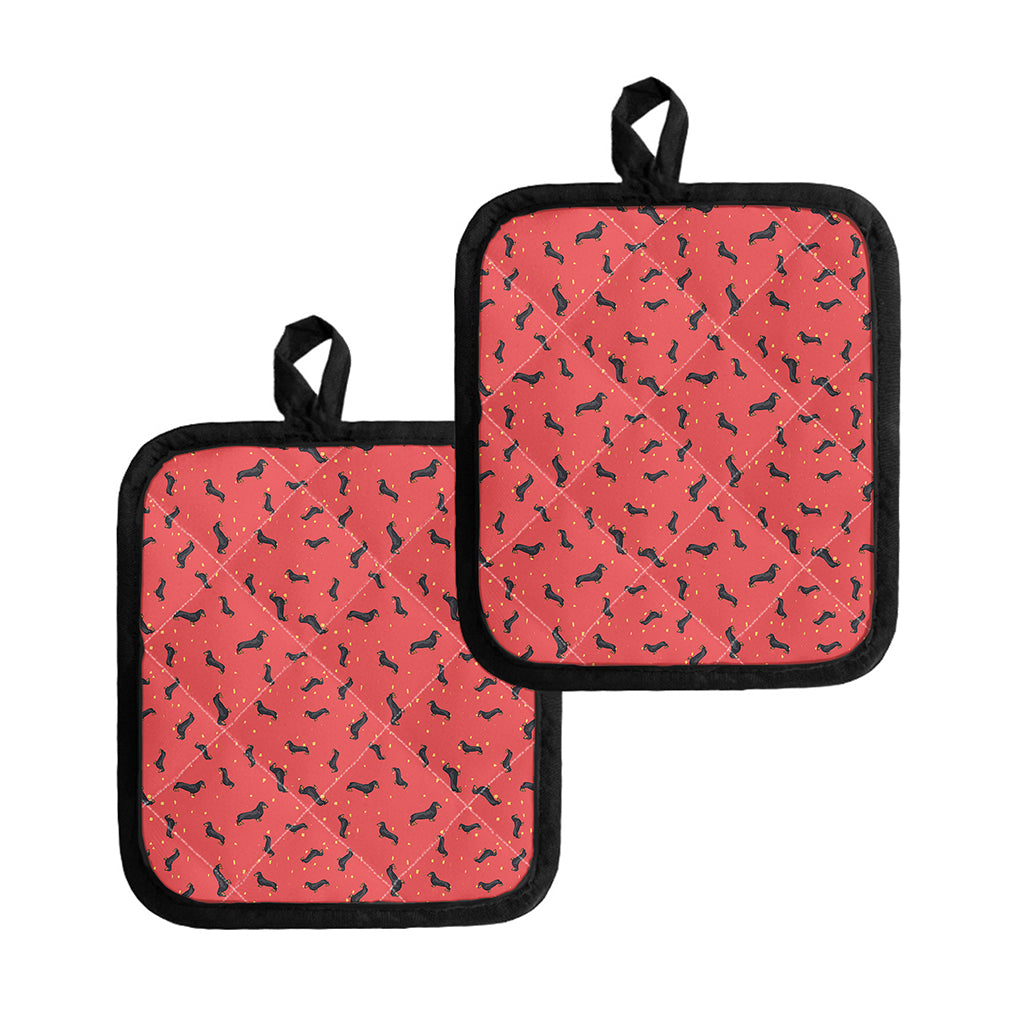 Cute Dachshund Pattern Print Pot Holders