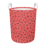 Cute Dachshund Pattern Print Round Laundry Basket