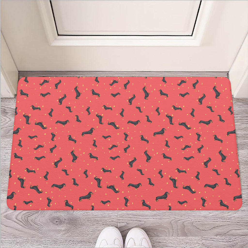 Cute Dachshund Pattern Print Rubber Doormat