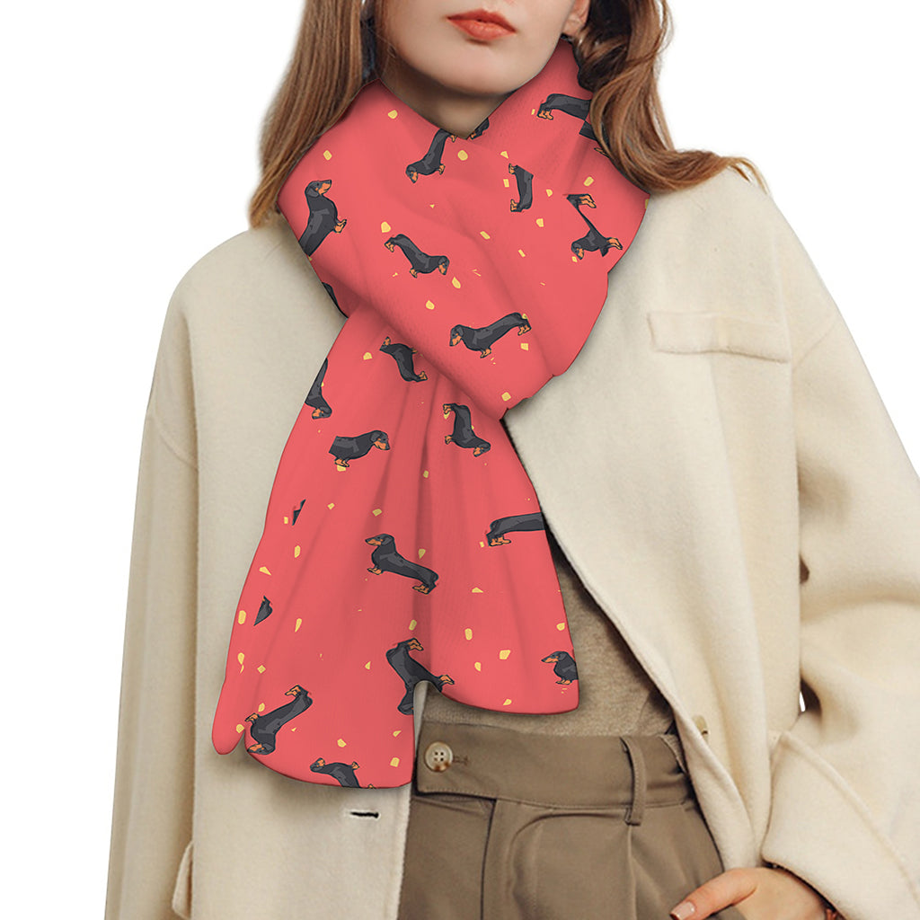 Cute Dachshund Pattern Print Scarf