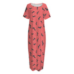 Cute Dachshund Pattern Print Short Sleeve Long Nightdress