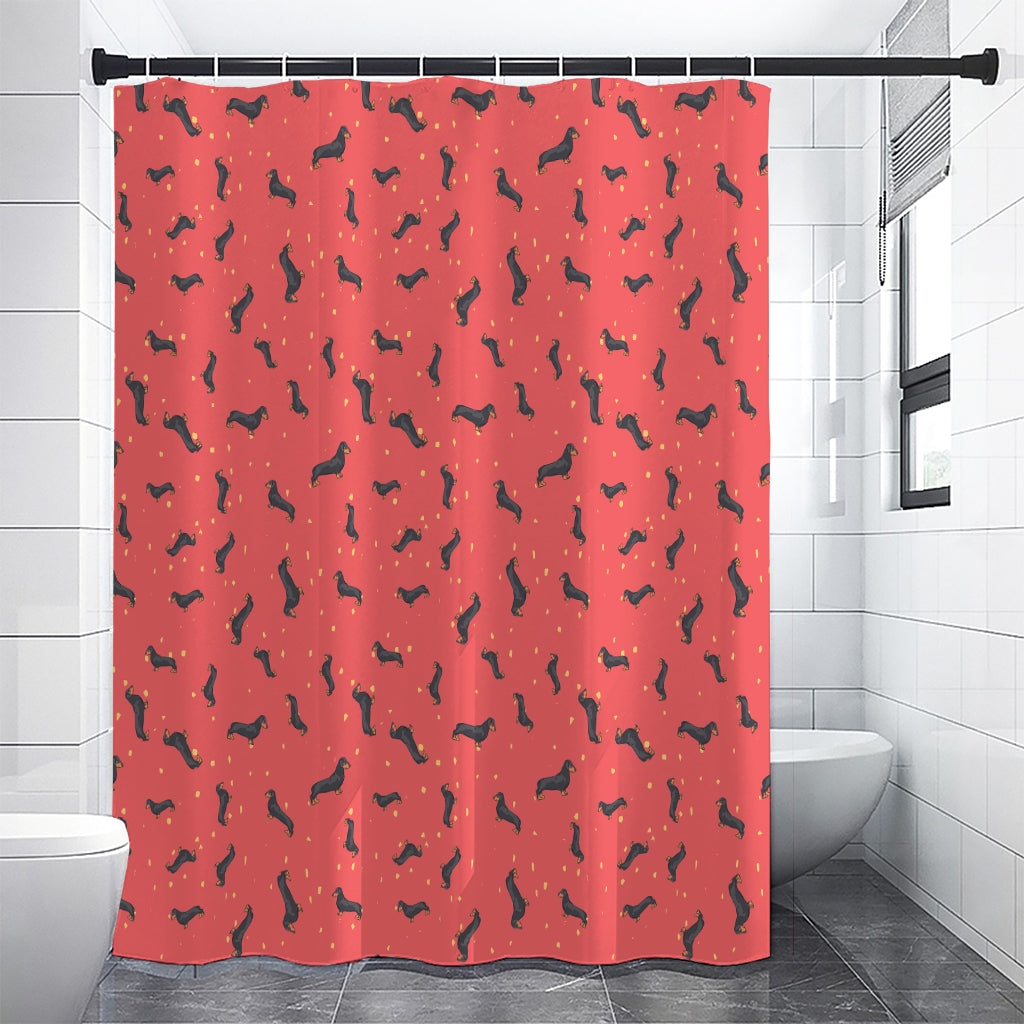 Cute Dachshund Pattern Print Shower Curtain